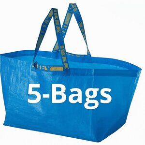 NEW Lot of 5 IKEA Frakta Large Blue Tote Bags | 19 Gallon Storage Carry-All NWT